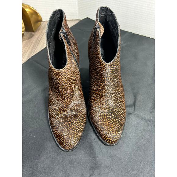 Jeffery Campbell Bootie Kamet Women's Real  Fur from Cow Brown Block Heel - Picture 4 of 7